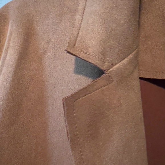 Chic Caramel Suede-Feel Open Front Jacket - Size Medium! - Picture 7 of 8
